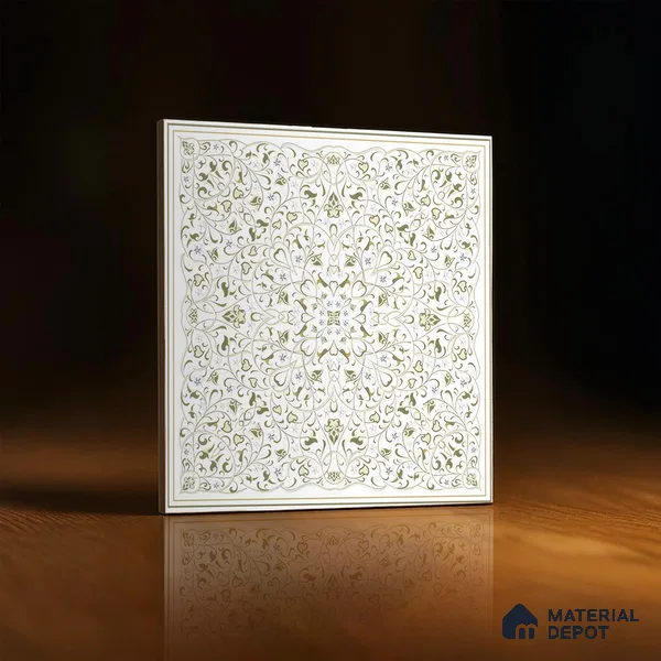 Moroccans Wall & Floor Tile TL 07247 C Olive Lace 1 ft x 1 ft Ceramic Matte Finish - 9 mm | 2 mm Spacer is Mandatory | Suitable For Bathroom, Kitchen, Dining Area | Please Expect a Slight Variation of Pattern